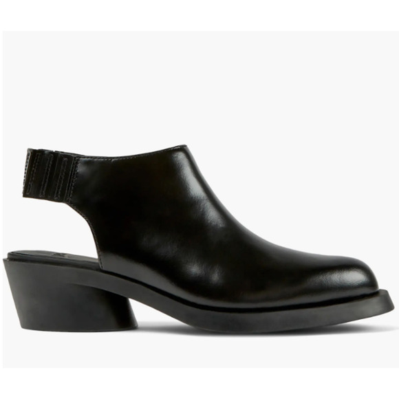 Camper Shoes - Camper Open Heel Leather Black Bonnie Bootie Size 8.5